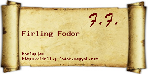 Firling Fodor névjegykártya